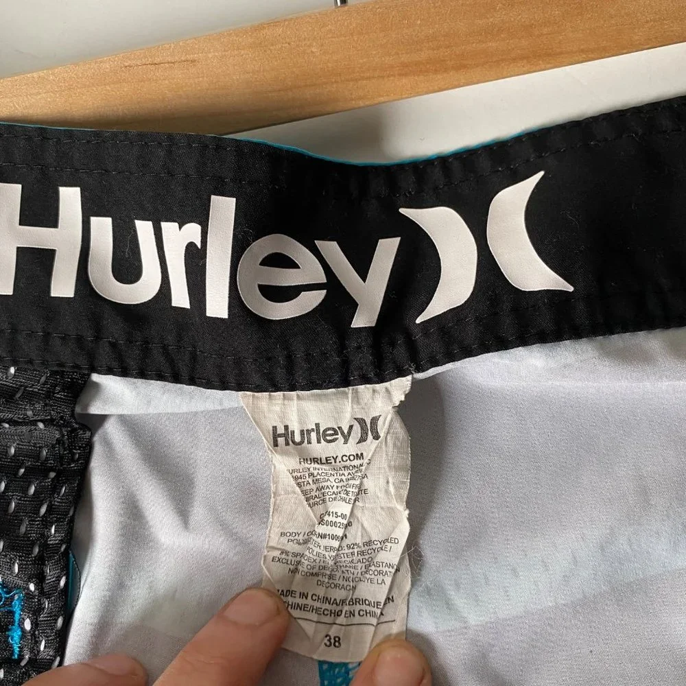 Hurley Phantom striped blue swim shorts boardshorts men 38‎